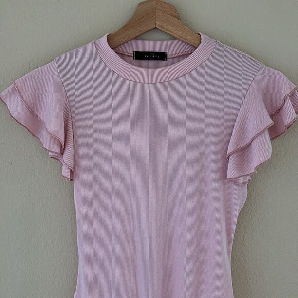 21 saints pink ruffle sleeve bodysuit size medium - Picture 2 of 5